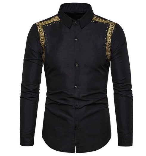 Men's Shirt with Gold Fabric Design