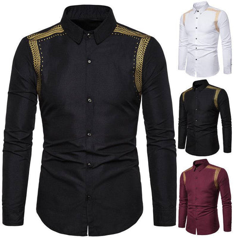 Men's Shirt with Gold Fabric Design