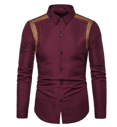 Men's Shirt with Gold Fabric Design