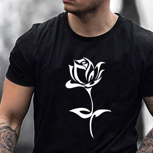 Men's Fashion Brand Rose Print T Shirt