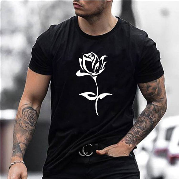 Men's Fashion Brand Rose Print T Shirt