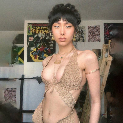 Sexy Wool Vest Top Sexy Neck Strap