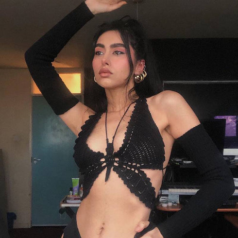 Sexy Wool Vest Top Sexy Neck Strap