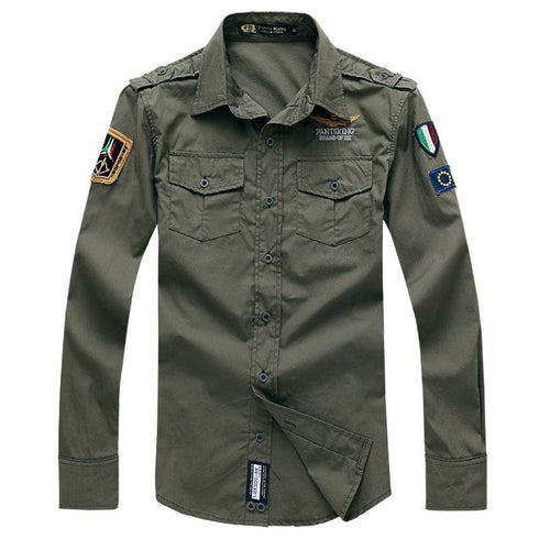 Fashion Embroidery Military Casual Long-Sleeved Shirt