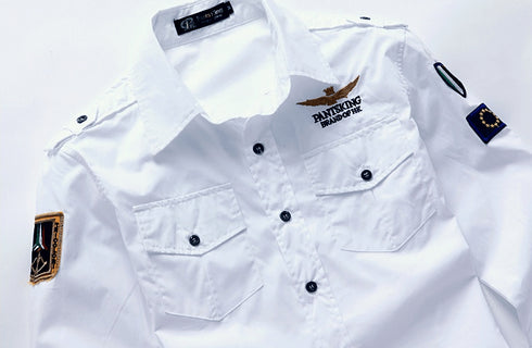 Fashion Embroidery Military Casual Long-Sleeved Shirt