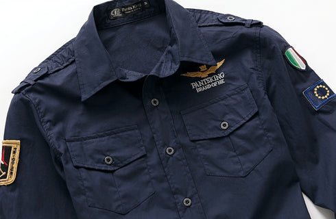 Fashion Embroidery Military Casual Long-Sleeved Shirt