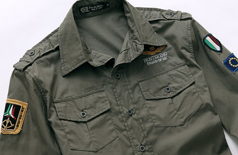 Fashion Embroidery Military Casual Long-Sleeved Shirt