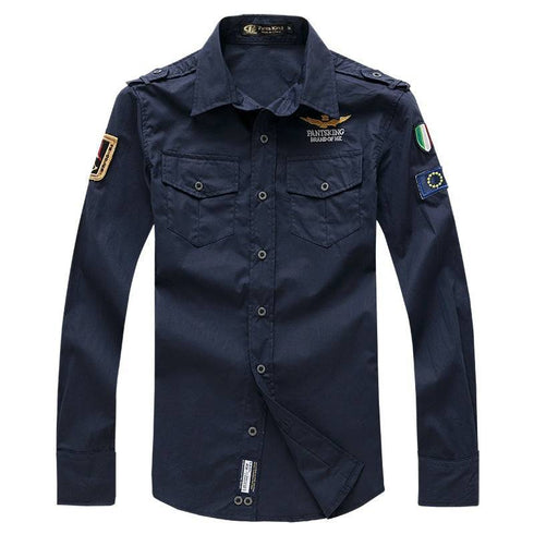 Fashion Embroidery Military Casual Long-Sleeved Shirt