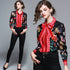 Women's Shirt Printed Slim Long Sleeved Versatile Lapel