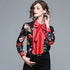 Women's Shirt Printed Slim Long Sleeved Versatile Lapel