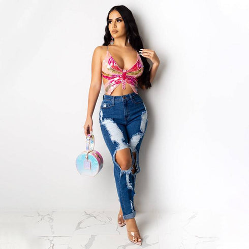 Women's Crop Top Summer Vintage Tank Top