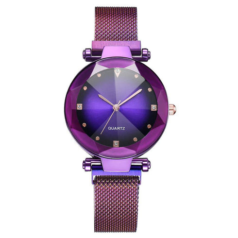 New Fashion Women Mesh Magnet Buckle Starry Sky Watch