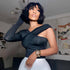 One-shoulder Solid Color Off-the-shoulder V-neck Top