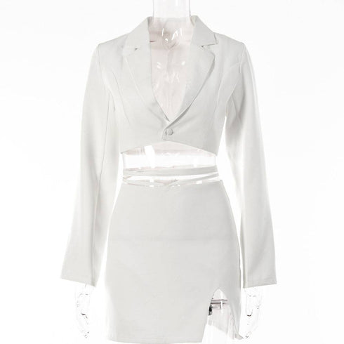 Suit Female Fashion Sexy Hot Girl Small Suit Slightly Slit Strap Short Skirt