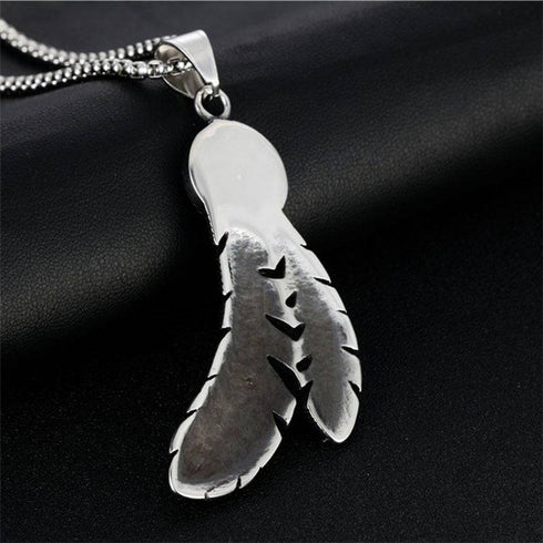 Punk Titanium Steel Takahashi Feather Pendant