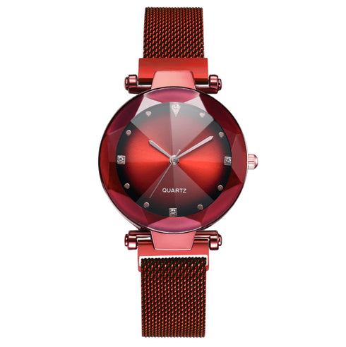 New Fashion Women Mesh Magnet Buckle Starry Sky Watch