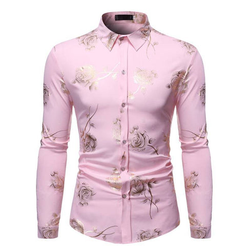 Men's bronzing long-sleeved shirt