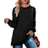 Long Sleeve Round Neck Multicolor Split Top Loose Leisure Pullover T-shirt