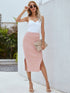 Ribbed Side Slit Midi Skirt