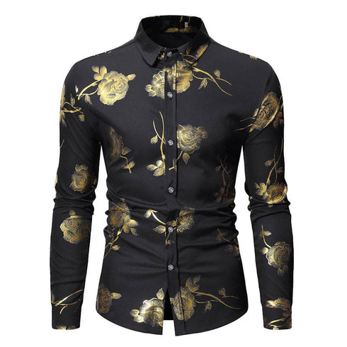 Men's bronzing long-sleeved shirt