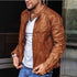 Men's Stand-up Collar Motorcycle Leather Jacket