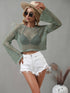 Openwork Flare Sleeve Cropped Cover Up