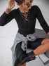 Solid Color Long Sleeve V-neck Slim Knit