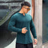 Men's Solid V-Shaped Crew Neck Long Sleeve T-Shirt
