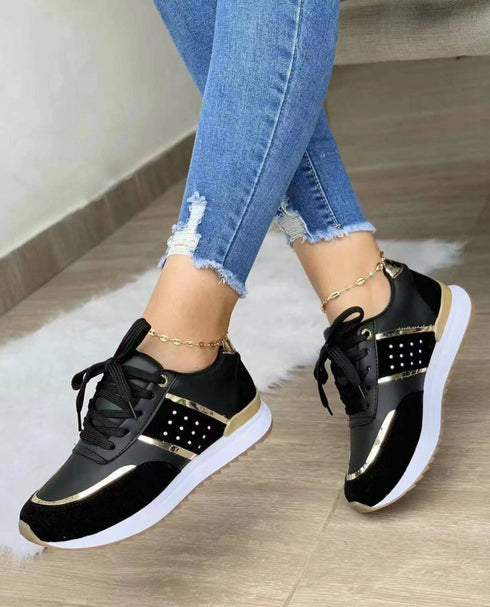 Women's Oversized Thick Soled Color-blocking Casual Low-top Sneakers