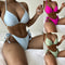 Bikini Solid Color Swimsuit Strappy Ladies Gather