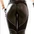 Women's Riveted PU Leather Leggings Solid Casual