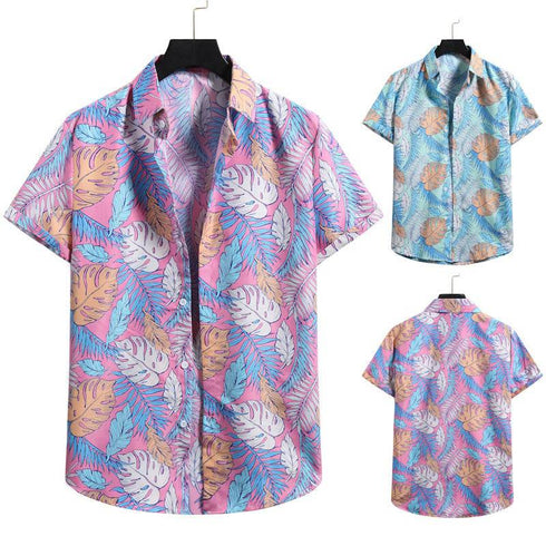 Spring And Summer Men's Beach Flower Hawaiian Shirt