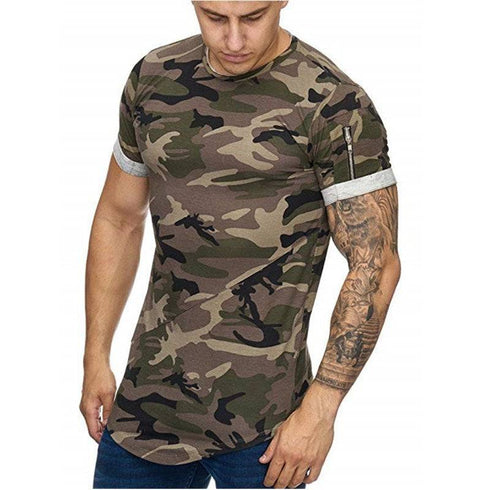 Men's T-shirt Camouflage Gradient Printing Casual Short Sleeve
