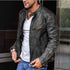 Men's Stand-up Collar Motorcycle Leather Jacket
