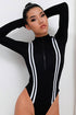 Long-sleeved bodysuit zipper woven thin top