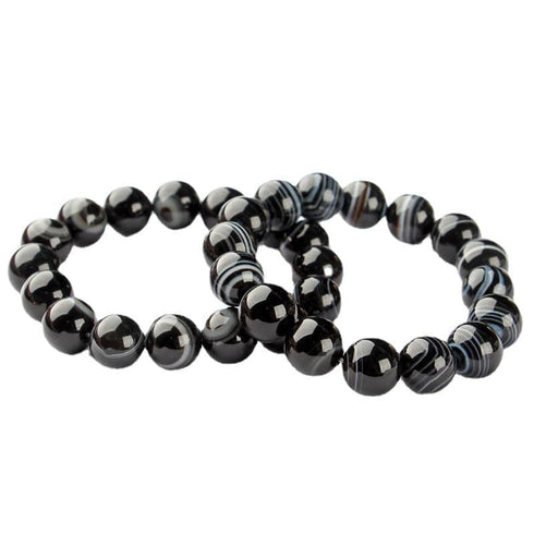 Black And White Silk Wrapped Agate Eye Bracelet