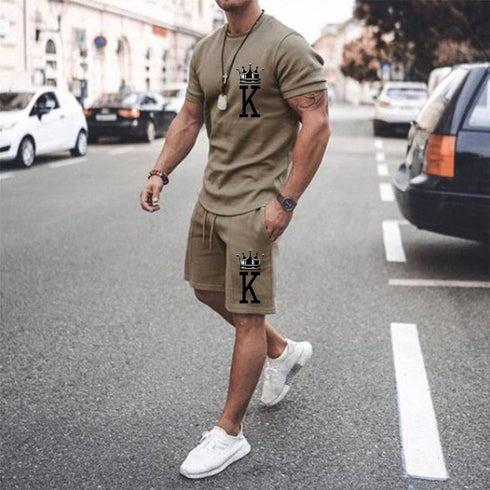 Men's Sports Casual Simple Fashion Short-sleeved Two-piece Suit