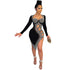 Diamond Inlaid Long Sleeve Nightclub Dress