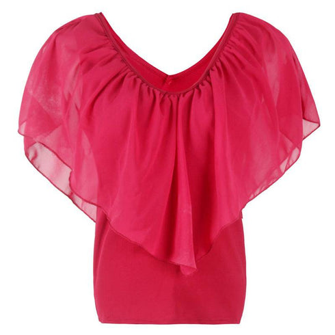 Chiffon Bat Sleeve Stitching T-Shirt Top