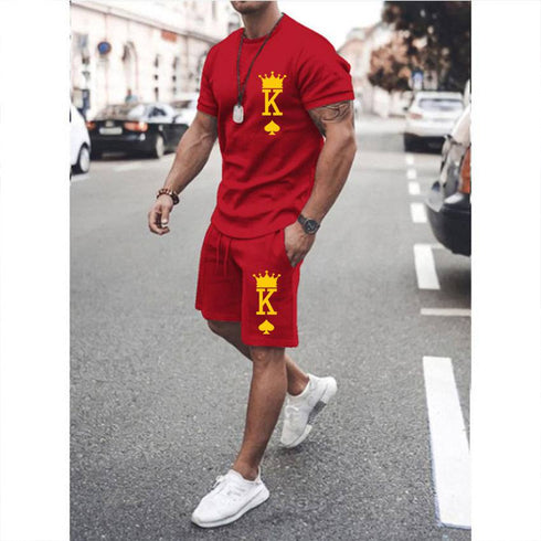 Men's Sports Casual Simple Fashion Short-sleeved Two-piece Suit