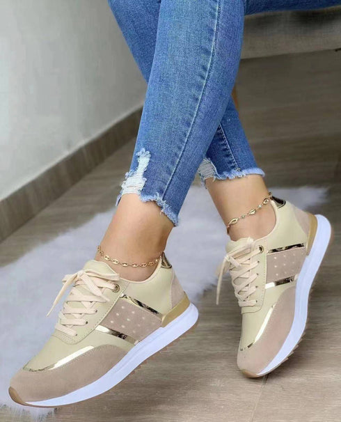 Women's Oversized Thick Soled Color-blocking Casual Low-top Sneakers