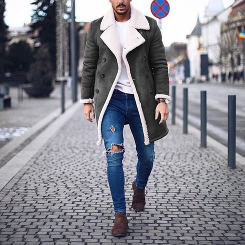 Winter Polar Fleece Laminated Suede Men's Thermal Jacket