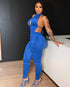 Women's Fashion Solid Color Backless Two-piece Suit