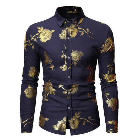 Men's bronzing long-sleeved shirt