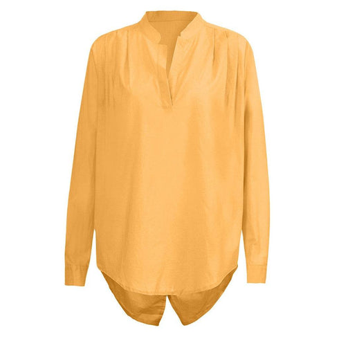 Women's V-neck Long Sleeve Solid Color