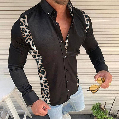 Men's Summer Casual Slim Fashion Long-sleeved Printed Plaid Shirt