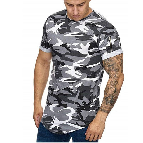 Men's T-shirt Camouflage Gradient Printing Casual Short Sleeve