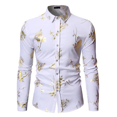 Men's bronzing long-sleeved shirt