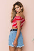 Women's Short Sleeved Striped Shoulder Pits Fashion Top