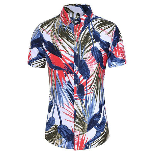 Men's Ethnic Style Floral Casual Men's Short Shirt